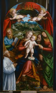 Madonna mit Kind und St. Martha, St. James, St. Joseph und ein Stifter, ca. 1543 von Gerolamo Giovenone