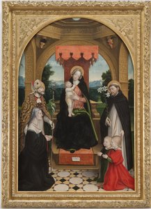 Madonna auf dem Thron mit dem Kind zwischen den Heiligen Abbondio und Dominikus, der Auftraggeberin Ludovica Buronzo und ihren Söhnen Peter und Jerome