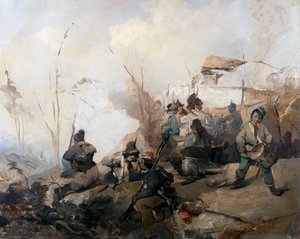 Biwak von Soldaten in Garibaldis Armee zur Verteidigung Roms
