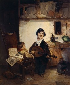 Krüppel spielt Mandoline oder Der Geschichtenerzähler, von Gerolamo Induno von Gerolamo Induno