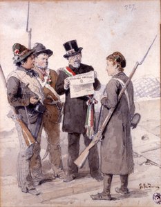 Risorgimento: Die Fünf Tage von Mailand (Cinque giornate di Milano) (18.-22. März 1848): Dies ist eine der ersten Episoden der Revolutionen von 1848 (Teil des Ersten Italienischen Unabhängigkeitskrieges), die den Aufstand der Mailänder Bevölkerung sah von Gerolamo Induno