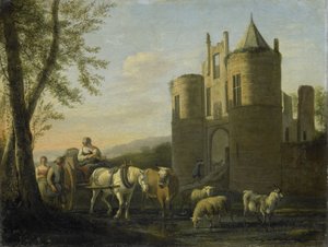 Das Haupttor zum Schloss Egmond von Gerrit Adriaensz Berckheyde