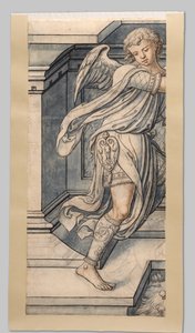 Engel. Fragmente Karton für das Glasfenster in der Westfassade von Joris van Egmond (Bischof von Utrecht 1535-1559) für die Sint-Bavo-Kirche in Haarlem von Gerrit Boels (workshop of)
