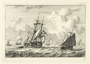 Verschiedene Segelschiffe auf unruhigem Wasser von Gerrit Groenewegen