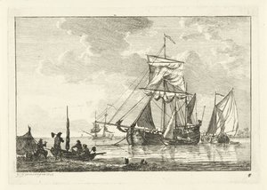Vier Segelschiffe auf stillem Wasser (Diverse Schiffe auf dem Wasser)