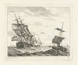 Segelschiffe auf unruhiger See (Meeresansichten mit Schiffen) von Gerrit Groenewegen