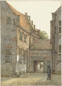 Ansicht des Eingangs der Lateinschule, der St. Hieronymusschule, an der Kromme Nieuwegracht in Utrecht