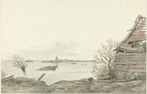 Ansicht des überfluteten Ransdorp, Februar 1825 von Gerrit Lamberts