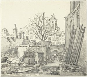 Der Abriss des West-Indischen Hauses in Amsterdam von Gerrit Lamberts
