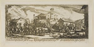Plünderung und Brand eines Dorfes, Platte sieben aus Die großen Leiden des Krieges von Gerrit Lucasz van Schagen