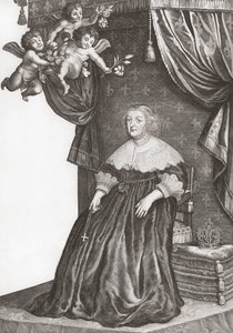 Marie de Medici, Königin von Frankreich. Porträt (Druck) von Gerrit van (after) Honthorst
