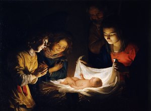 Die Anbetung des Christuskindes, ca. 1620 von Gerrit van Honthorst