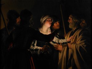 Die Verleugnung des Heiligen Petrus, ca. 1623 von Gerrit van Honthorst
