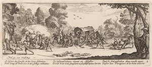 Angriff auf eine Kutsche von Gerrit van Schagen after Jacques Callot