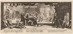 Plünderung eines großen Bauernhauses von Gerrit van Schagen after Jacques Callot
