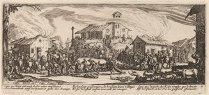 Plünderung und Brand eines Dorfes von Gerrit van Schagen after Jacques Callot