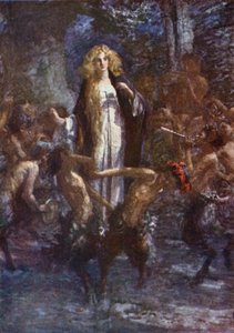 "Die Satyrn tanzten freudig um sie herum" (Farblithografie)