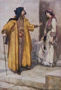 Shylock gab ihr seine Schlüssel und befahl ihr, das Haus zu bewachen, Illustration aus 