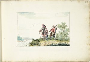 Herr und Landstreicher in einer Landschaft von Gesina ter Borch (signed by artist)