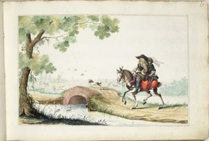 Mann und maskierte Frau zu Pferd von Gesina ter Borch (signed by artist)