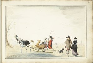 Schlitten auf dem Eis von Gesina ter Borch (signed by artist)
