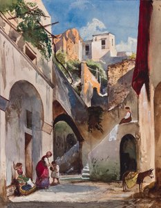 Häuser an der Küste der Sorrentinischen Halbinsel, mit Ergänzungen von Prinzessin Maria Annunziata di Borbone, 1853 von Giacinto Gigante