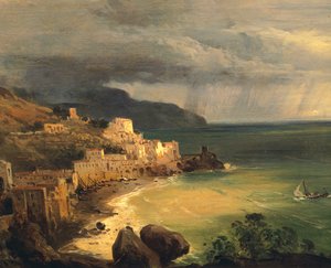 Sturm an der Amalfiküste und Golf von Neapel von Giacinto Gigante (1806-1876), Italien von Giacinto Gigante