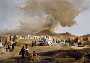 Ansicht des Forums und des Jupiter-Tempels in Pompeji, Illustration von Giacinto Gigante (1806-1876) aus Häuser und Denkmäler von Pompeji, von Fausto und Felice Niccolini von Giacinto Gigante