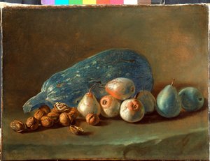 Stillleben mit Kürbis, Birnen und Walnüssen von Giacomo Ceruti