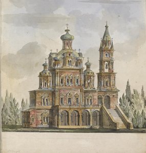 Projekt für die Kirche der Dormition der Theotokos in der Pokrovka-Straße in Moskau von Giacomo Antonio Domenico Quarenghi