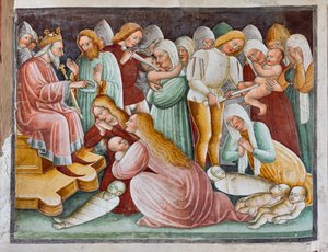 Herodes und das Massaker der Unschuldigen (Detail aus dem Leben Jesu) von Giacomo Borlone de Buschis