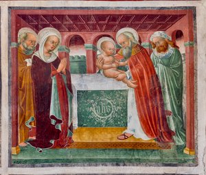 Darstellung Jesu im Tempel (Detail) von Giacomo Borlone de Buschis