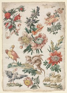 Florale Designs mit Vögeln und Greif, 1784