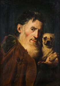 Ein alter Mann mit einem Hund, 1740er Jahre