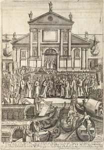 Der Doge und sein Gefolge hören die Vesper am Weihnachtstag in der Kirche San Giorgio Maggiore in Venedig