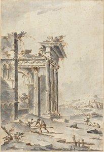 Capriccio von klassischen Ruinen an einer Küste von Giacomo Guardi