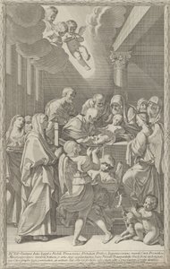 Die Beschneidung Christi, eine Gruppe von Männern, Frauen und Engeln um ihn herum, 1687-1717