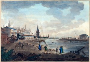 Blick auf den Kreml von Moskau vom Steinbrücke über die Moskwa