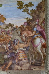 Alexander der Große bedeckt den Leichnam von Darius mit einem Mantel, Hauptsaal