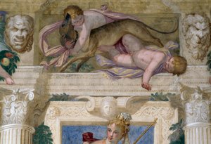 Putti mit einem Windhund und Maskarons von Giambattista Zelotti