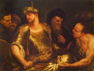 Der Henker präsentiert das Haupt von Johannes dem Täufer König Herodes