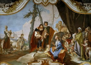 Rachel versteckt die Teraphim vor ihrem Vater Laban, ca. 1728