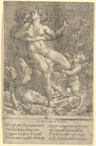 Jupiter verwandelt in einen Satyr und Diana von Gian Jacopo Caraglio
