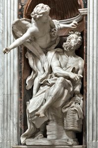 Der Prophet Habakuk und der Engel. Marmorskulptur von Gian Lorenzo Bernini (1598-1680) 1656-1661 Rom, Basilika Santa Maria del Popolo, Cappella Chigi