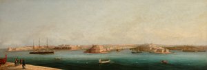Großer Hafen und Drei Städte von der Uferpromenade von Valletta, 1869