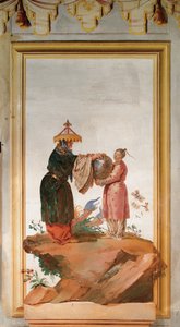 Zwei Figuren mit einer Vase, aus dem Chinesischen Zimmer in der Foresteria von Giovanni Domenico Tiepolo