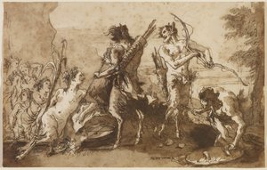 Satyrn und Satyressen in einer Landschaft, ca. 1770 von Giovanni Domenico Tiepolo