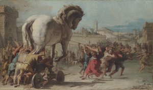 Der Einzug des Trojanischen Pferdes in Troja, ca. 1760 von Giovanni Domenico Tiepolo