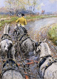 Die Königsstraße, Studie vom Kutschbock des Old Berkeley Coach; Das Cock Horse bringt uns den Reigate Hill hinauf von Gilbert Holiday