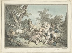 Hirtin von Amor umarmt von Gilles Antoine Demarteau